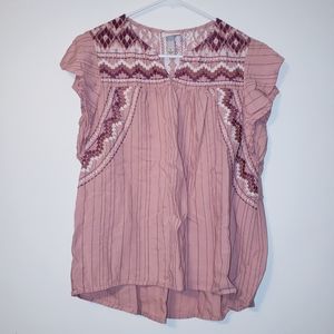 Knox Rose Blush Pink Embroidered Top